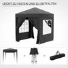 Sudedamas pavėsinė Outsunny 2 x 2 m, su 4 šoninėmis sienelėmis, langais, palapinė su apsauga nuo UV spindulių, sodo palapinė su nešiojimo krepšiu, plienas, Oksfordo audinys, juoda