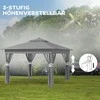 Outsunny Sulankstoma pavėsinė 3 x 3 m, pavėsinė su LED, 4 užuolaidos - tamsiai pilka