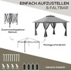 Outsunny sulankstomas paviljonas 4x4m, „pop-up“ sodo palapinė su apsauga nuo UV spindulių ir tinklelio sienelėmis, dvigubu stogu, tamsiai pilka