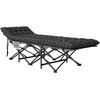 Outsunny sulankstoma kempingo lova, kelioninė lova su šonine kišene, čiužiniu, neslystanti, svečių lova, atlaikanti iki 150 kg, lauko, Oksfordo audinys, juoda, 190 x 67 x 37 cm