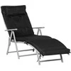 Outsunny sulankstomas reguliuojamas gultas, sodo gultas su pagalve, metalas, audinys, juodas, 137x63,5x100,5 cm