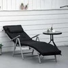 Outsunny sulankstomas reguliuojamas gultas, sodo gultas su pagalve, metalas, audinys, juodas, 137x63,5x100,5 cm