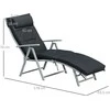 Outsunny sulankstomas reguliuojamas gultas, sodo gultas su pagalve, metalas, audinys, juodas, 137x63,5x100,5 cm