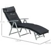 Outsunny sulankstomas reguliuojamas gultas, sodo gultas su pagalve, metalas, audinys, juodas, 137x63,5x100,5 cm