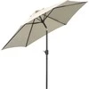 "Outsunny" sulankstomas skėčio skėtis sodo skėtis su rankine rankena aliuminio 180/㎡ poliesterio smėlio spalvos ∅2,6 x 2,35 m