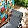Outsunny sulankstomas sodo gultas su pagalve ir šonine kišene, paminkštintas krėslas su 5 padėčių reguliuojamu atlošu, atsparus oro sąlygoms kempingo gultas iki 120 kg, sodui ir paplūdimiui, tamsiai pilkas