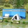 "Outsunny" sulankstomas vėjo skydas su šviesos šaltiniu, lango kaiščiais, virvėmis, virvėmis, vėjo apsaugine tvora paplūdimio vėjo skydas, skirtas kempingo apsaugai sode, paplūdimyje, terasoje 440 x 140 cm mėlyna