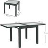 Outsunny Table Extensible de Jardin Grande Taille Matmenys: 160L x 80W x 75H cm Aliuminis Tamsiai pilka Grūdinto stiklo stalviršis Skaidrus