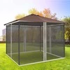 "Outsunny" tinklelis nuo uodų 3x3 pavėsinė 4 šoniniai skydai skristi tinklelis užtrauktukas nailono tinklelis juodas