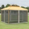 Outsunny Tinklelis nuo uodų 3x4 pavėsinei, 4 šoniniai skydeliai, su užtrauktuku