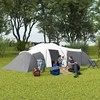 "Outsunny" tunelinė palapinė kempingo palapinė 6-9 asmenų šeimos palapinė 3 miegamieji gyvenamasis kambarys veranda 2000mm Oxford pilka