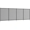 Outsunny tvenkinio tvora, 365 x 126 cm sodo tvora, 4 dalių dekoratyvinė baseino tvora su kojelėmis, įstatoma tvora terasai, balkonui, tinklelis, juoda