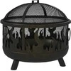 "Outsunny" ugniakuras "2-in-1" su kibirkščių apsauga ir grotelėmis, skirtas sodo BBQ, metalinis, juodas, Ø61x55cm