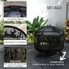 "Outsunny" ugniakuras "2-in-1" su kibirkščių apsauga ir grotelėmis, skirtas sodo BBQ, metalinis, juodas, Ø61x55cm