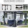 Outsunny Vandeniui atsparus paviljonas su stogeliu nuo saulės, terasos stoginė - tamsiai pilka 2,97 x 2,95 m