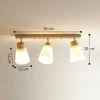 Pakabinamas šviestuvas HOMCOM LED lubų šviestuvas 40W, lubinė lempa su dvigubu tvirtinimu ir 90° kampu reguliuojamomis galvutėmis, su 3 E27 lizdais, natūralaus medžio