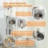 PawHut 160 cm Kačių draskyklė, kelių lygių, su sisaliniais draskymo stulpeliais, urveliais, pliušinėmis platformomis, hamaku, kopėtėlėmis, žaisliniais kamuoliukais
