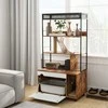 "PawHut 2-in-1" kraiko dėtuvė, kraiko dėtuvė su 3 lygių lentynėle, draskyklė, atlenkiamos durelės, namelis katėms iki 6kg, 80 x 48 x 152 cm, kaimiškai ruda