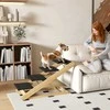 PawHut 2 viename šunų laiptai, 4 pakopų, 62,5 cm, reguliuojamo aukščio, sulankstomi naminių gyvūnėlių laiptai, rampa su neslystančiu paviršiumi lovai, sofai, dideliems šunims iki 40 kg, natūralios spalvos | Aosom
