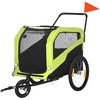"PawHut 2-in-1" priekaba šunims, dviračio priekaba šunims, vežimėlis šunims su atšvaitais, vežimėlis šunims iki 30 kg, dviračių priekaba dideliems šunims, Oksfordo audinys, žalia spalva