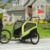 "PawHut 2-in-1" priekaba šunims, dviračio priekaba šunims, vežimėlis šunims su atšvaitais, vežimėlis šunims iki 30 kg, dviračių priekaba dideliems šunims, Oksfordo audinys, žalia spalva