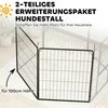 PawHut, 2 vnt. išplėtimo rinkinys, 2 šunų tvoros plokštės voljerui, 80 x 100 cm, plieninė šuniukų tvora, skirta mažų ir didelių veislių šunims, juoda