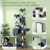 PawHut draskyklė 206 cm kačių bokštas su nameliu, 2 žaisliniais kamuoliukais, sizalio stulpais, platforma didelėms katėms, tamsiai pilka
