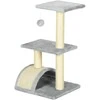 PawHut 72 cm aukščio draskyklė-kačių bokštas su pliušiniais kamuoliukais, sizalio stulpais, platforma, draskykle, daugiaaukštė draskyklė katėms, laipiojimo medis vidutinio dydžio katėms, šviesiai pilka