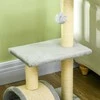 PawHut 72 cm aukščio draskyklė-kačių bokštas su pliušiniais kamuoliukais, sizalio stulpais, platforma, draskykle, daugiaaukštė draskyklė katėms, laipiojimo medis vidutinio dydžio katėms, šviesiai pilka