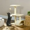 PawHut 72 cm draskyklė katei su pliušiniais kamuoliukais, sizalio stulpeliais, platforma, draskymo lenta, kelių aukštų draskyklė, laipiojimo medis, vidutinio dydžio katėms, kreminės baltos spalvos