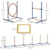 Pawhut Agility treniruočių įranga su reguliuojamo aukščio vikrumo kliūtimis, pinti stulpai, šuolių ringas, kliūčių rinkinys