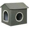 PawHut Cat Cave Jaukus namelis katėms su dvejomis durelėmis, pagalvėle, gultas katėms iki 5kg, poliesteris, pilkos spalvos