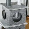 "PawHut Cat Tree" Aukšta kačių draskykė su katės nameliu, montuojama prie lubų, reguliuojamas aukštis 60 x 40 x 225-255 cm
