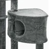 "PawHut Cat Tree" kačių medis lubos, reguliuojamo aukščio 220-265 cm aukščio kačių medis su sizalio stulpais, žaidimų kamuoliukas, reguliuojamo aukščio kačių draskyklė, kačių laipiojimo medis su kačių lova, kačių namelis, tamsiai pilkas