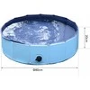 PawHut šunų baseinas, tvirtas pripučiamas baseinas šunims, PVC ir medienos baseinas, mėlynas, Ø80xA20 cm, vasaros pramogos