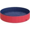 Pawhut Didelis baseinas šunims, plaukimo baseinas iš PVC ir medžio, raudonas, Ø140xH30 cm