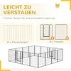 PawHut šuniukų voljeras, maniežas šuniukams, aptvaras vidutiniams, mažiems šunims, smulkiems gyvūnams, DIY voljeras su dvejomis durelėmis, plieno, pilkas