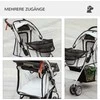 PawHut dog buggy vežimėlis šunims su apsauga nuo lietaus, sulankstomas vežimėlis šunims iki 20 kg, pilkos spalvos, su puodelio laikikliu ir tinkliniu langeliu, 75x45x97cm