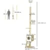 "PawHut" draskyklė 240-260 cm aukščio, su kačių nameliu ir hamaku, šviesiai ruda+smėlio spalvos