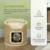 "PawHut" draskyklė, 37 cm aukščio katės statinė su durelėmis, 2 lygių draskyklė, sizalio bokštelis katėms, skirta katėms iki 5kg, chaki spalvos