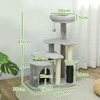 "PawHut" draskyklė 87 cm kačių medis su kačių urvu, lova, žaidimų kamuoliukais, kačių draskyklė su sizalio draskyklėmis, skirta katėms iki 5kg, šviesiai pilka