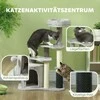 "PawHut" draskyklė 87 cm kačių medis su kačių urvu, lova, žaidimų kamuoliukais, kačių draskyklė su sizalio draskyklėmis, skirta katėms iki 5kg, šviesiai pilka