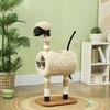 "PawHut" draskyklė 98 cm kačių medis su draskykle, tuneliu ir kamuoliuku, avies dizaino draskyklė katėms iki 5kg, šviesiai ruda