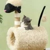 "PawHut" draskyklė 98 cm kačių medis su draskykle, tuneliu ir kamuoliuku, avies dizaino draskyklė katėms iki 5kg, šviesiai ruda