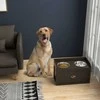 "PawHut" dubuo šunims, 2 x 2 litrų talpos dubuo, paaukštintas dubuo su stalčiumi, nerūdijančio plieno dubuo, šėrimo stotelė dideliems šunims, kava