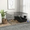 PawHut narvas smulkiesiems gyvūnams, aptvaras su gertuve, maisto dubenėliu, graužikų narvas su šėrykla, priedai, jūrų kiaulyčių narvas smulkiesiems gyvūnams, plieno, juodas