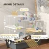 PawHut Hamsterio narvelis, 4 aukštai, graužikų narvelis, mažų gyvūnų narvelis su bėgimo rateliu, ėdalo dubenėliu, tuneliu, nameliu, viršutinėmis durelėmis, mažų gyvūnų narvelis, narvelis siriniams žiurkėnams 78 x 45 x 73 cm, pilkos spalvos