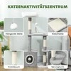 PawHut Kačių draskyklė 107 cm, kačių bokštas su būdelė, 2 pliušiniai kamuoliukai, sizaliniai stiebai, didelė platforma, 55x40x107 cm, pilka