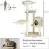 "PawHut" kačių draskyklė 124 cm su krepšeliu ir laipiojimo bokšteliu su kamuoliuku, 2 gulimos vietos, skirta katėms iki 5kg