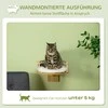 PawHut katės gultas tvirtinimui prie sienos, katės gultas su apsauginiu kraštu ir pagalvėle, ąžuolo spalva + kreminė balta, Ø34x10,5 cm